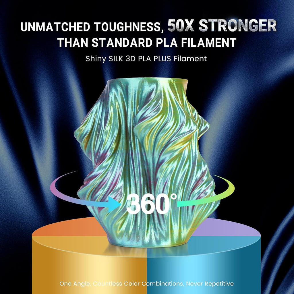 4KG Quadruple Color Silk Filament, Silk PLA 3D Printer Filament 1.75mm, Dimensional Accuracy +/- 0.02mm, 1KG