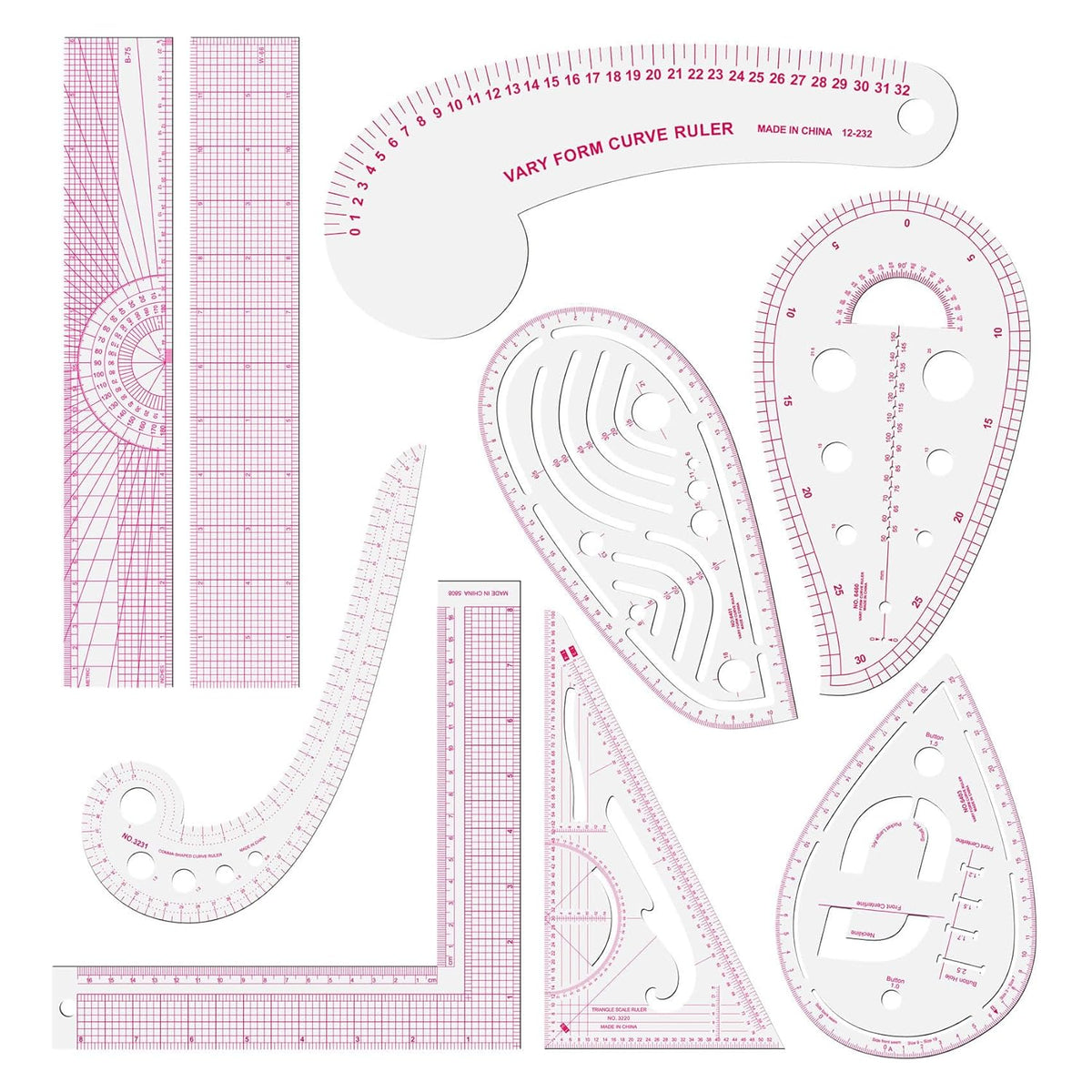 Clear Metric Sewing Rulers,French Curve Sewing Rulers Set,Sewing Tools Supplies for Quilting, Dressmaking, Tailors