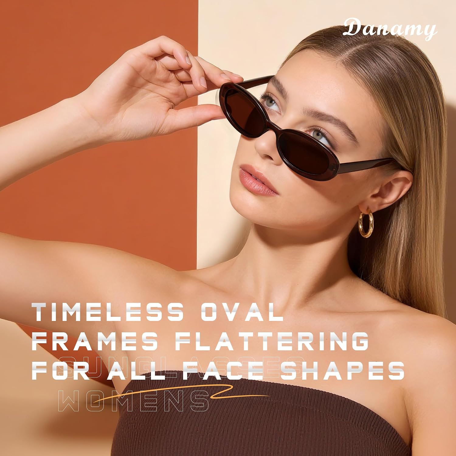 Sunglasses Womens Retro Oval Sunglasses for Women Men Fashion Small Oval Sun Glasses 90s Vintage Driving Shades
