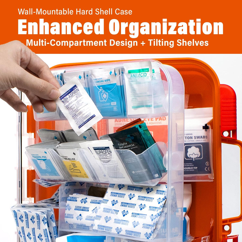 400 Pcs OSHA Compliant First Aid Kit, Wall-Mountable Essential Emergency Kit for Home, Business, School, Warehouse