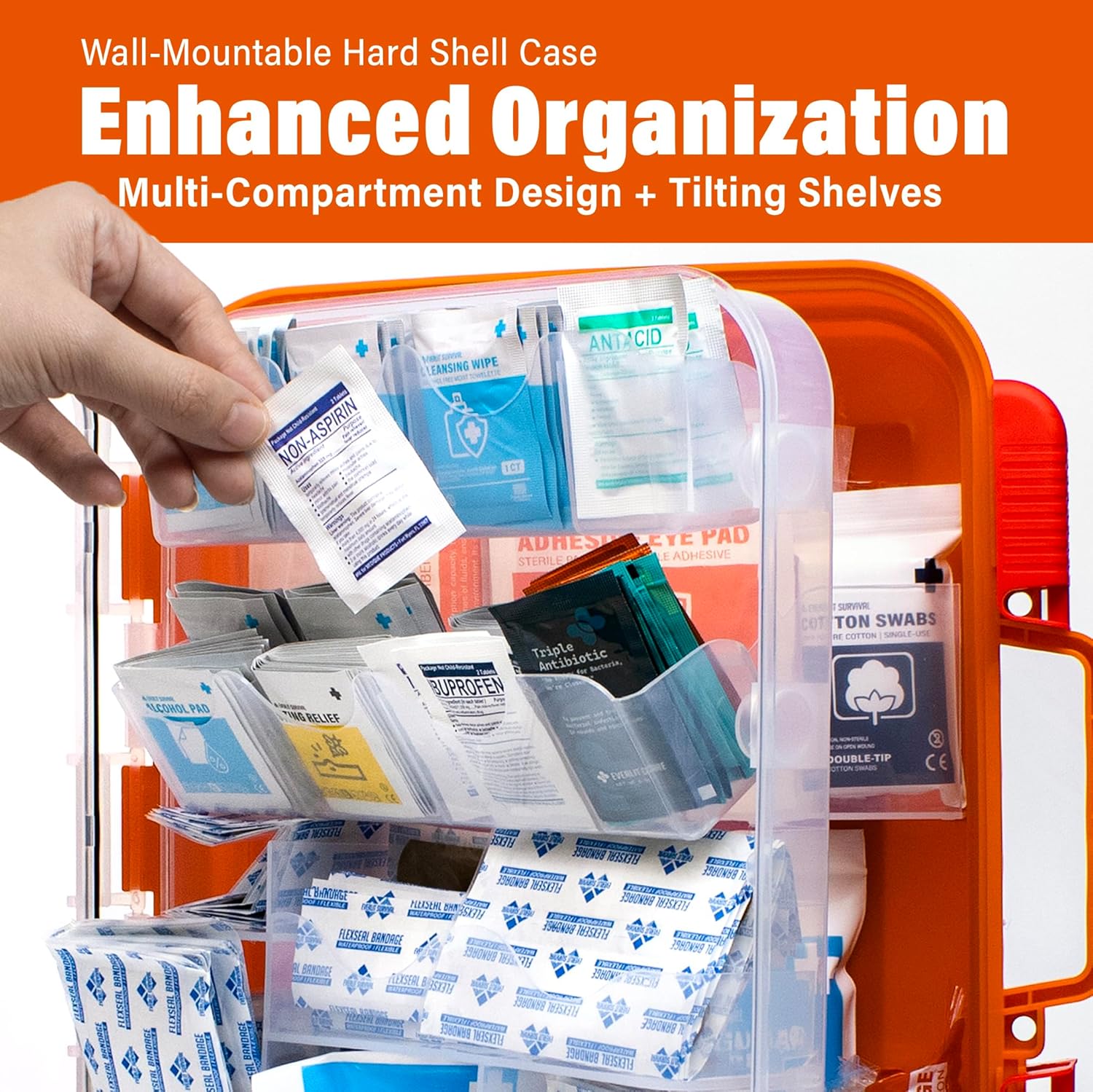 400 Pcs OSHA Compliant First Aid Kit, Wall-Mountable Essential Emergency Kit for Home, Business, School, Warehouse