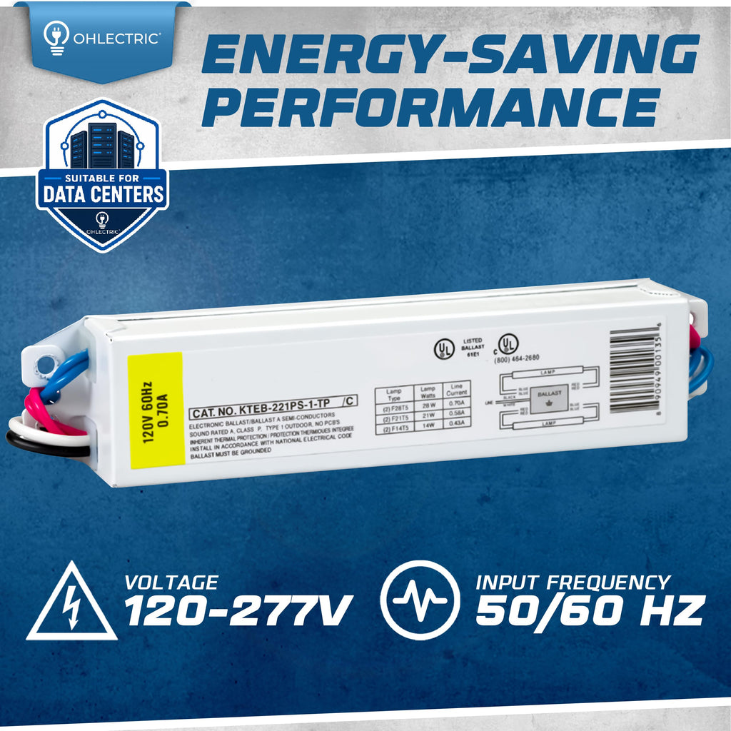 Replacement for Keystone KTEB-221PS-1-TP 2 Lamp T5 Electronic Fluorescent Ballast, 120V Program Start, Normal Ballast