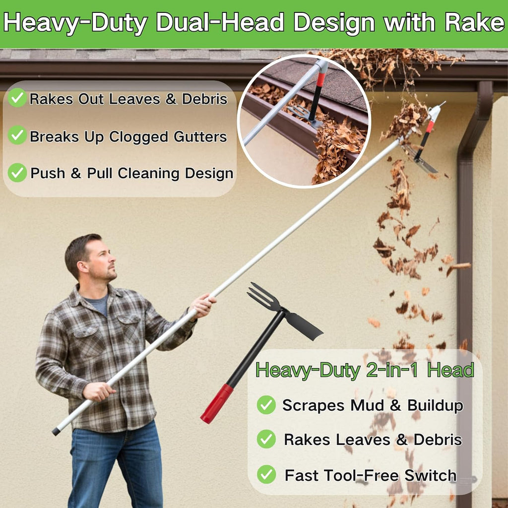 10FT Gutter Cleaning Tool with Extension Pole No Ladder Needed