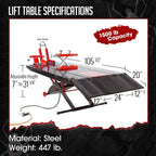 Motorcycle Lift Table, Pneumatic, 1,500 lb, ProLift, 31.25"