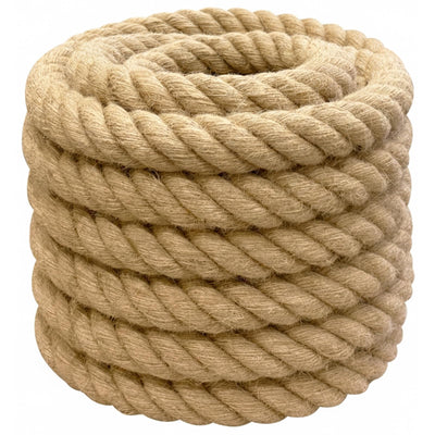 Natural Jute Rope (2 Inch x 25 Feet) Thick Hemp Rope Twisted Manila for Deck Railings, Swing Bed, Tug of War, Docks