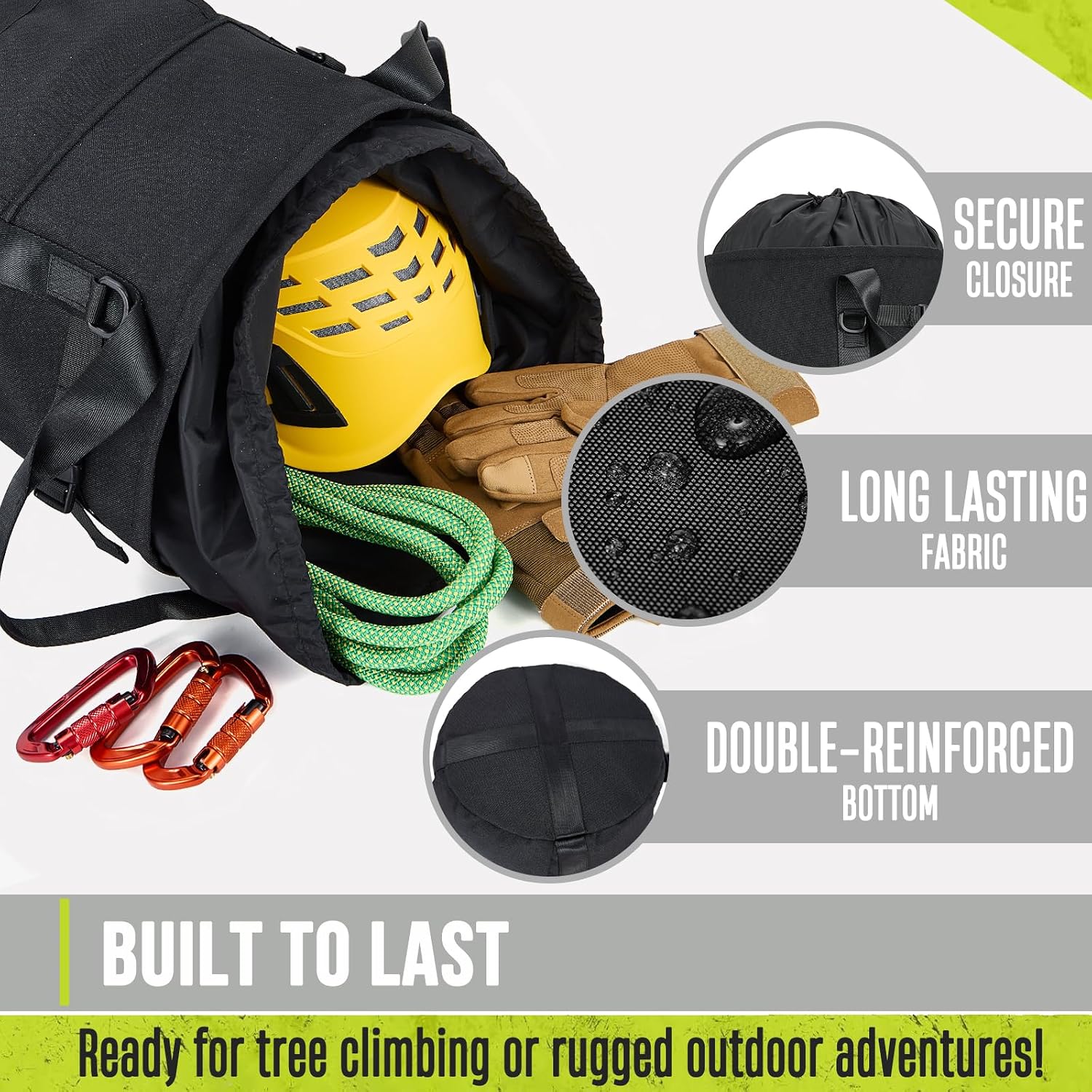 Arborist Rope Bag, 35L Tree Climbing Rope Bag, Arborist Equipment Bucket Backpack, Arborist Gear Carrier Bag with