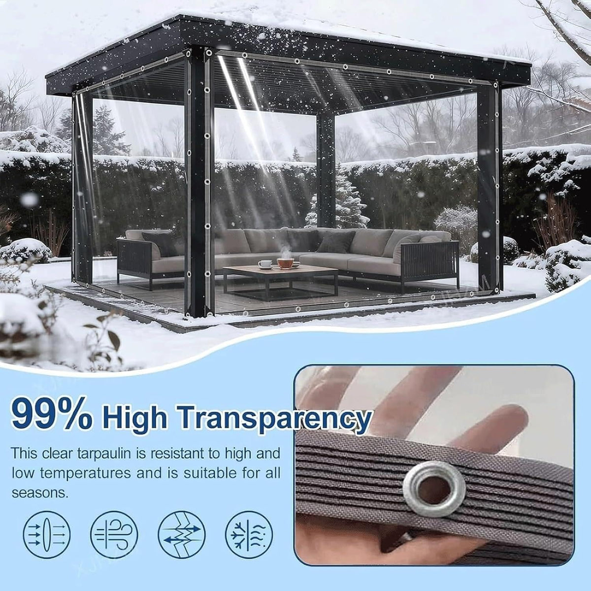 Clear Tarp 5x12 FT Waterproof Chicken Coop Cover Plastic Sheeting Grommets