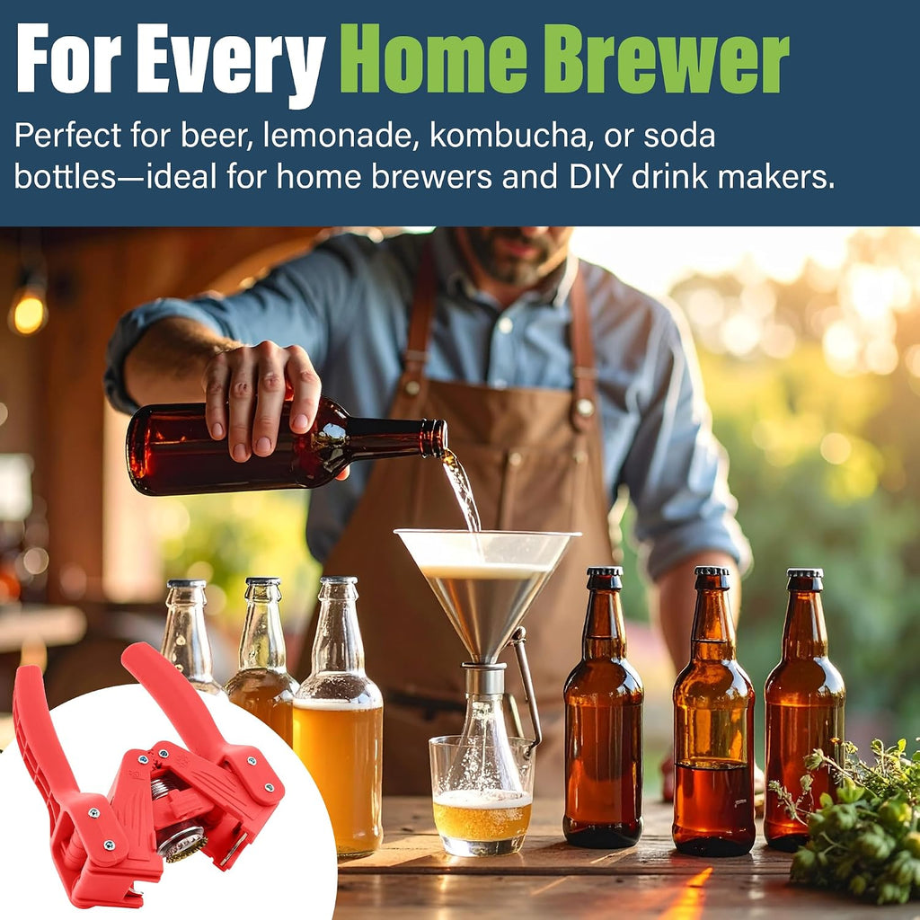 Bottle Capper Including 120 Free Caps for Home Brew Beer Making or Lemonade Glass Bottles - Easy to Cap