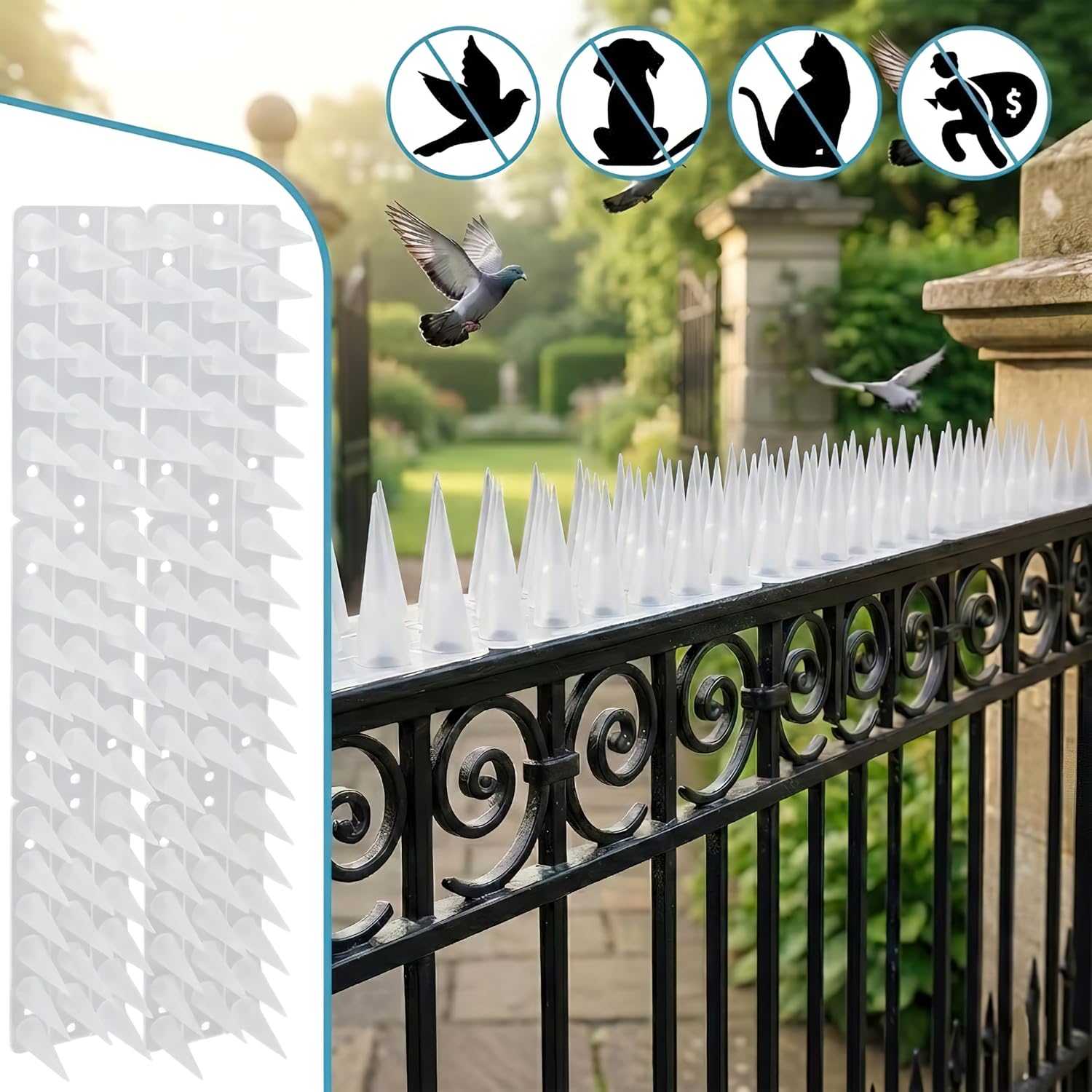 Bird Spikes,Clear,6 Pack Bird deterrents for Outside,Keep Raccoon Squirrel Pigeon Away,Fence Spike for Garden Patio