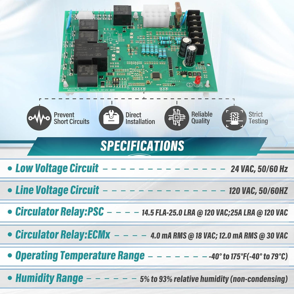 Furnace Control Circuit Board 50A55-743 Replacement for Amana/Goodman/White-Rodgers Models 0130F00005S 1809926 B1809926S