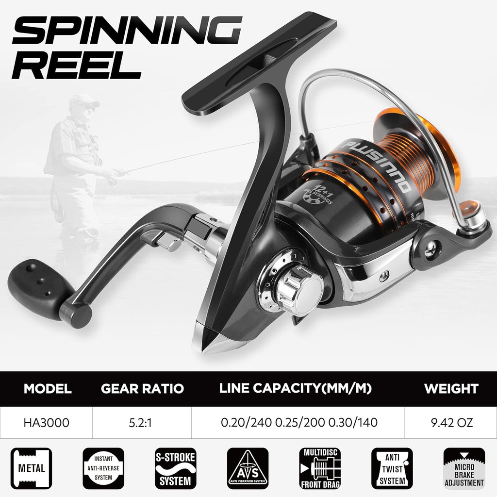 Fishing Rod and Reel Combos - Carbon Fiber Telescopic Fishing Pole - Spinning Reel 12 +1 Shielded Bearings Stainless