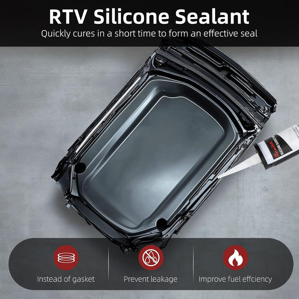RTV Silicone Gasket Maker Black, High Temperature Gasket Sealer 13 Oz.