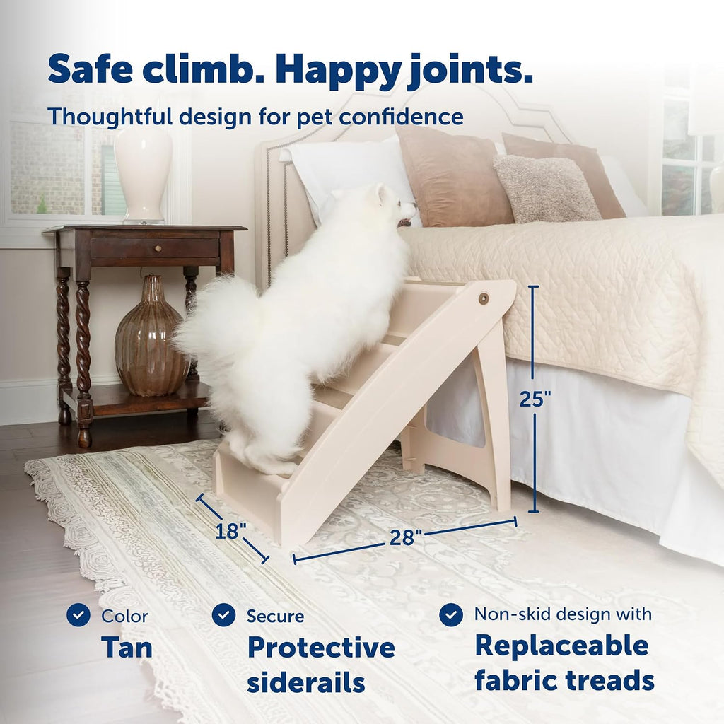 CozyUp Folding Dog Stairs - Pet Stairs for Indoor/Outdoor at Home or Travel - Dog Steps for High Beds, Sofa with