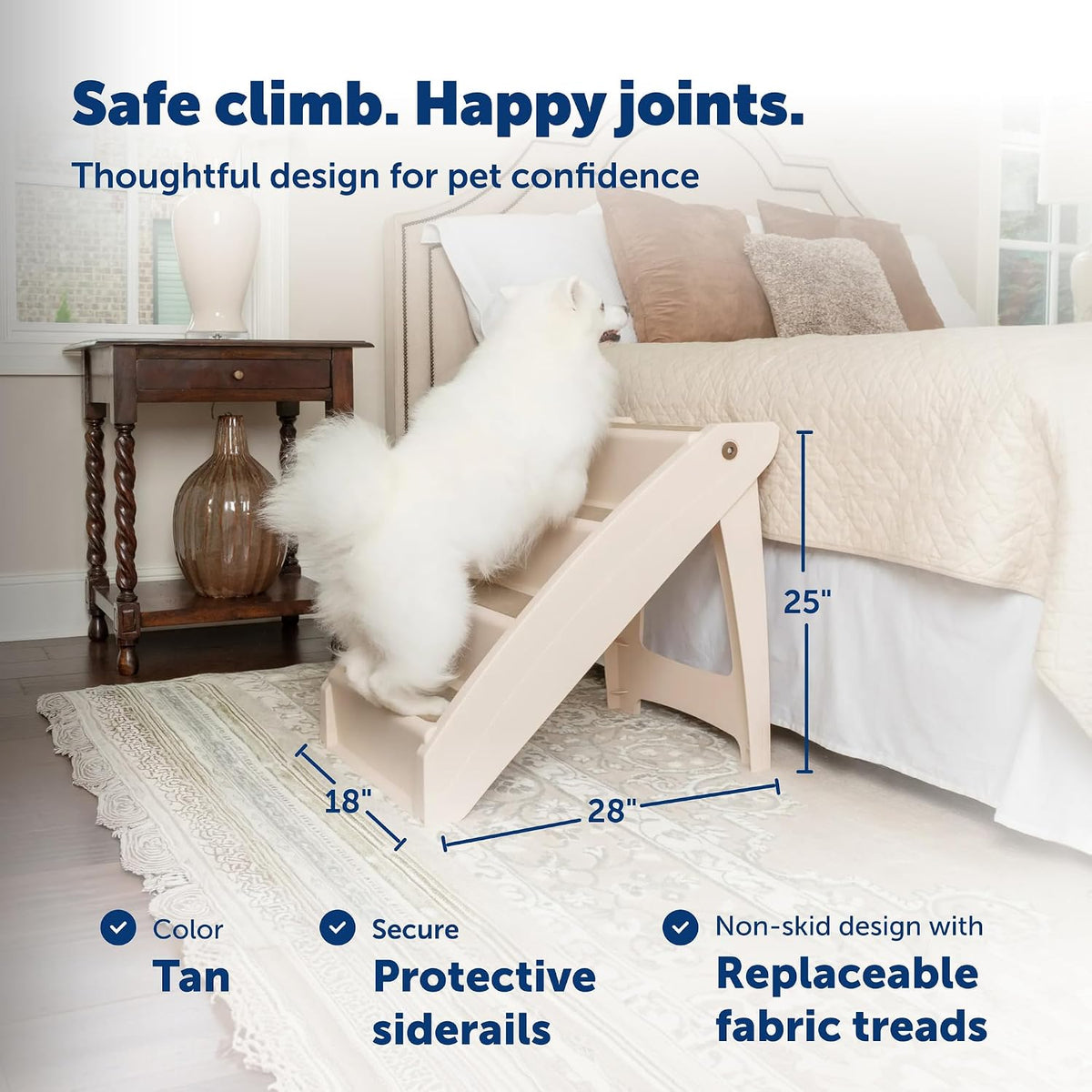 CozyUp Folding Dog Stairs - Pet Stairs for Indoor/Outdoor at Home or Travel - Dog Steps for High Beds, Sofa with