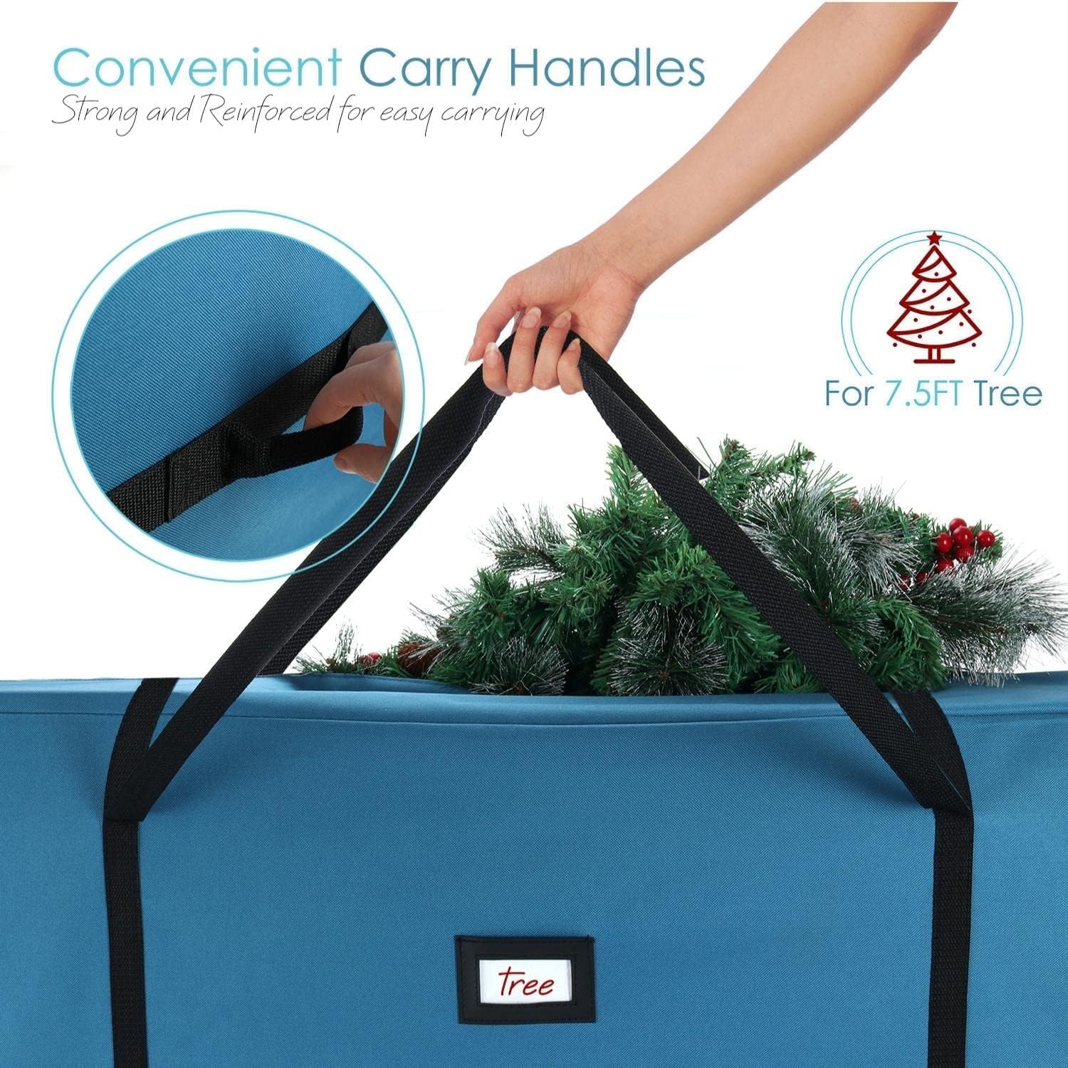 Christmas Tree Storage Bag 7.5 ft, Wrapping Paper Storage Organizer Container & Large Christmas Ornament Storage Box