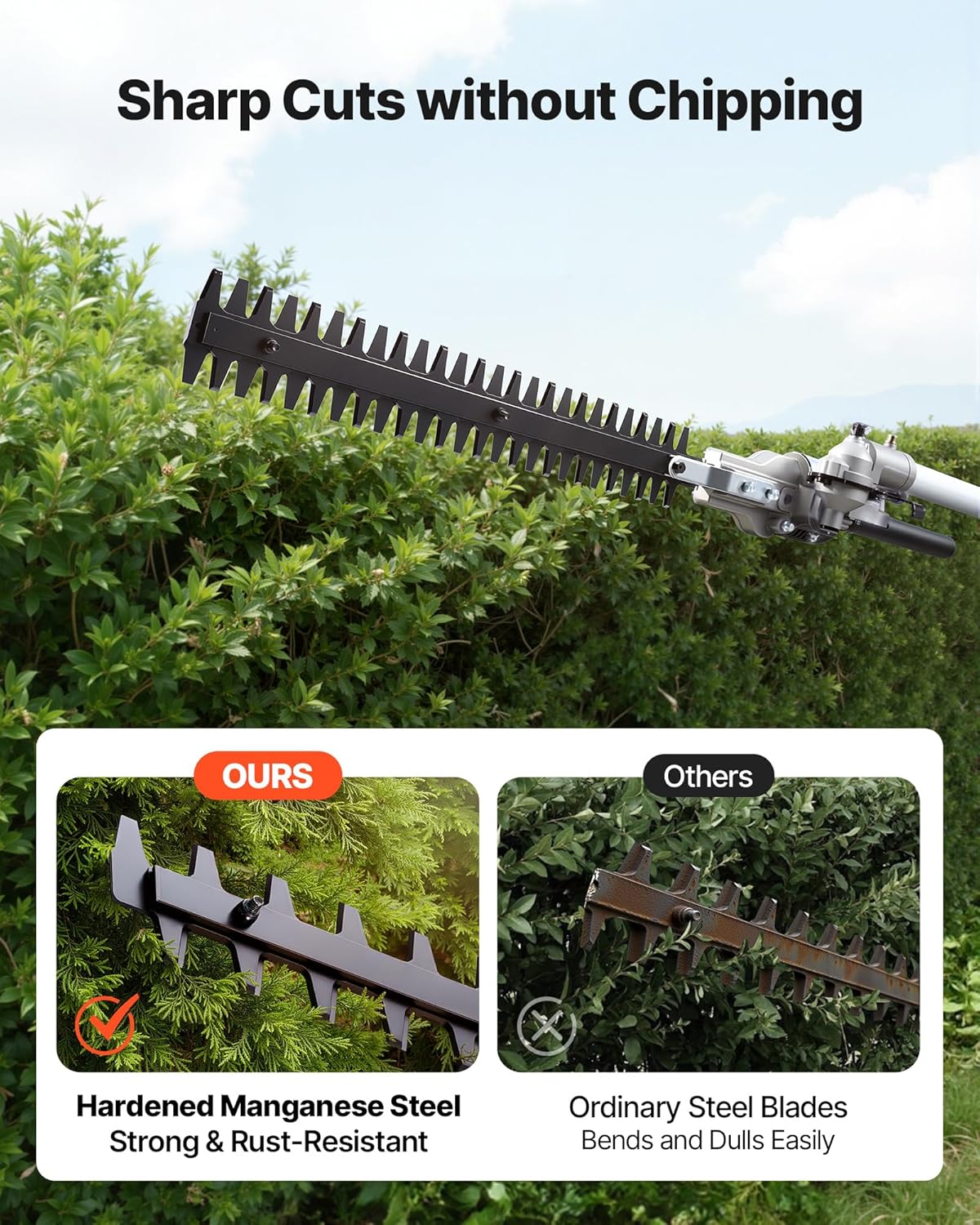 Gas Hedge Trimmer, 2 Cycle Gas Power Handheld Trimmer, 7-in-1 26cc Weed Eater with Extension Pole & Protective Gear
