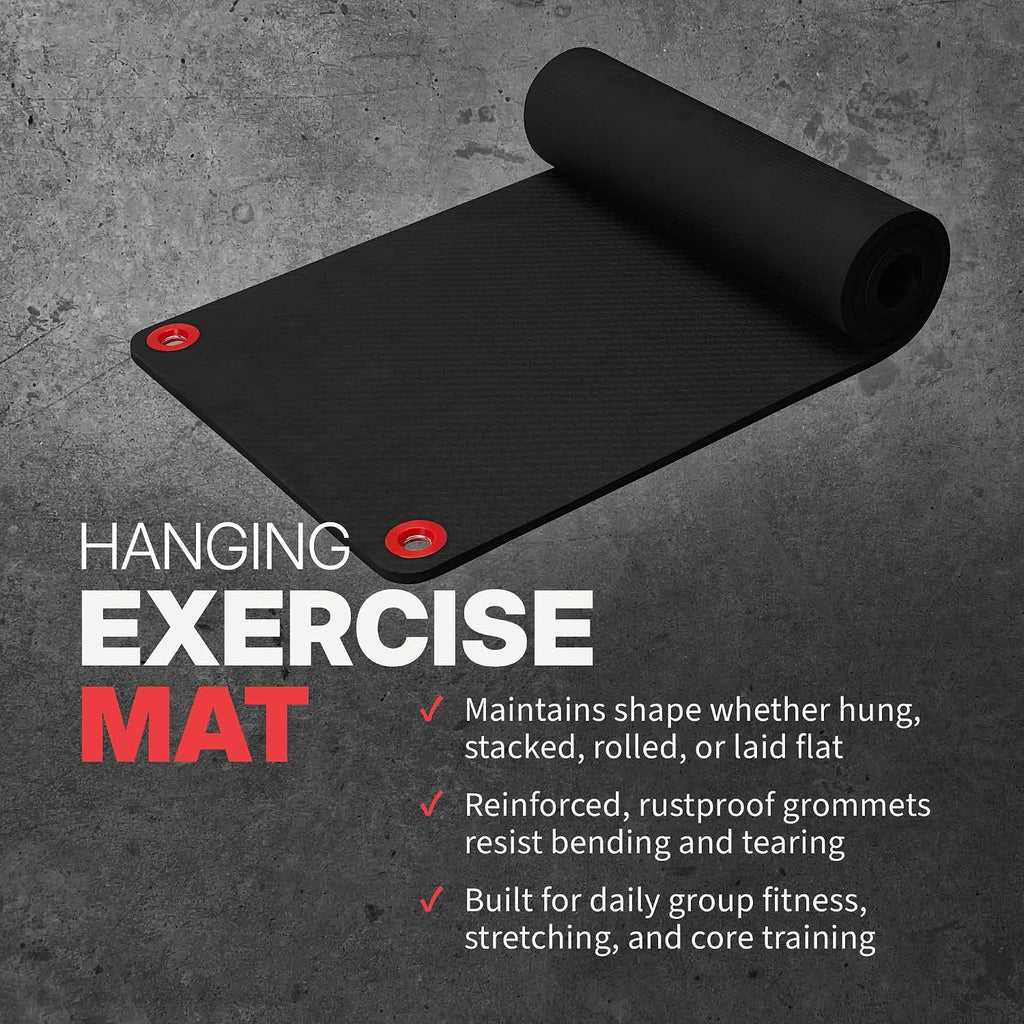 Hanging Exercise Mats for Gyms, Closed-Cell Foam Yoga & Fitness Mats with Grommets, Thick Workout Mats for Studios &