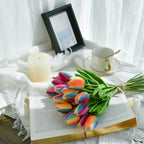 20 Stems Rainbow Artificial Tulip Flowers for Home Centerpieces