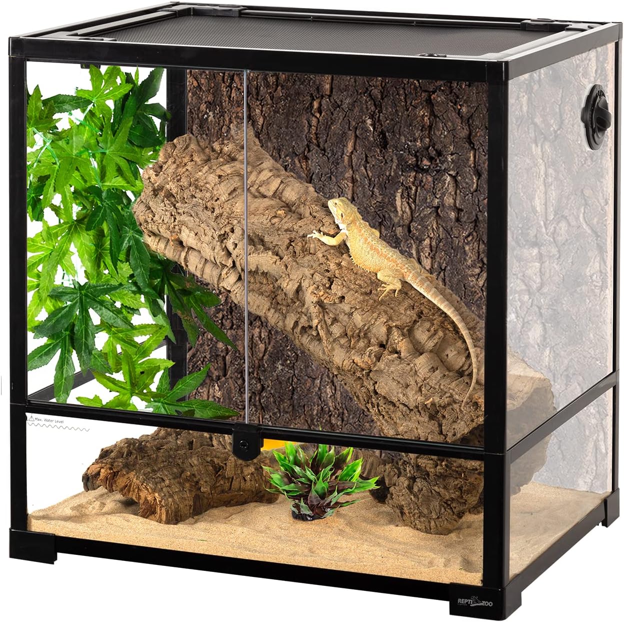 REPTIZOO 45 Gallon Glass Reptile Terrarium 24" x 18" x 24" Knock-Down Reptile Tank with Double Hinge Door and Top