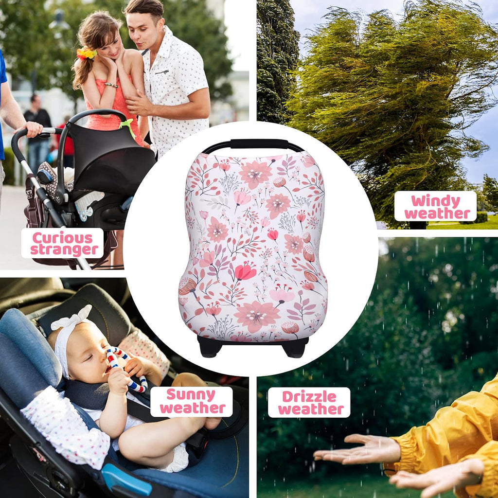 All-in-1 Car Seat Cover Baby, Carseat Covers for Girl Boy, Stretchy Soft Infant Car Seat Cover, Multi-use Baby