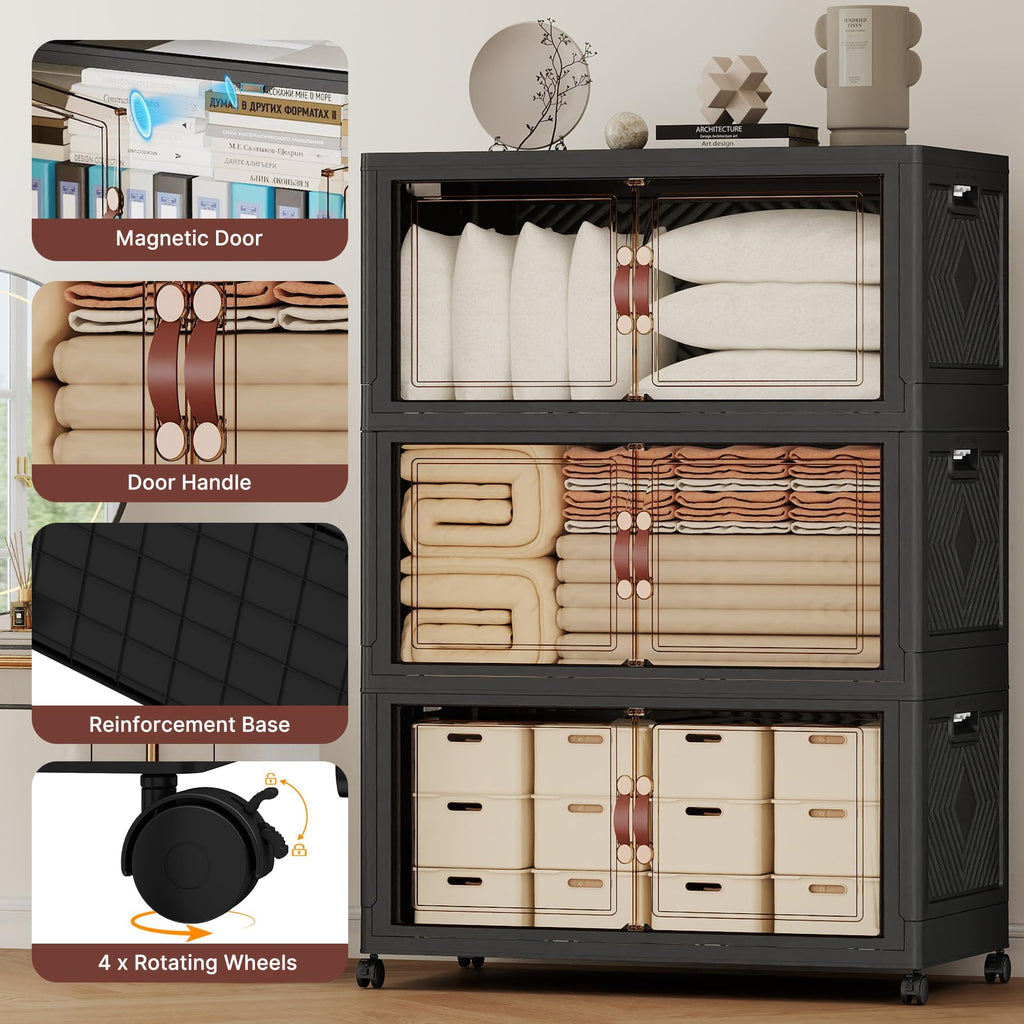 840QT Extra Large Stackable Storage Bins with Lids & Wheels