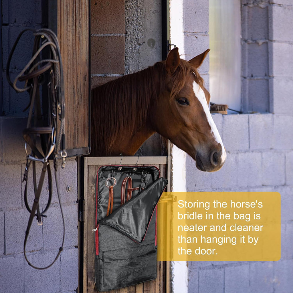 Horse Bridle Bag,Bridle/Halter Bag with 3 Prong Tack Rack