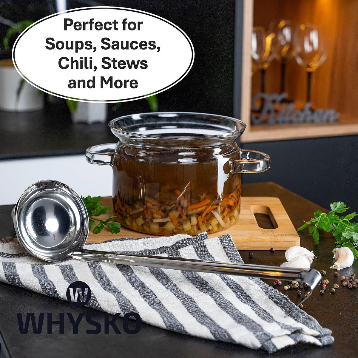 3-Pack Stainless Steel Soup Ladles, 6 oz Heat Resistant Serving Spoons