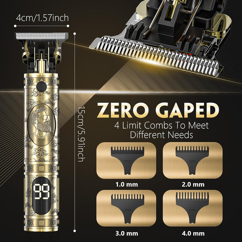 Hair Clippers for Men, Professional Hair Trimmer Zero Gapped T-Blade Trimmer Cordless Rechargeable Edgers Clippers