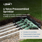 Orbit 4-Valve Heavy Duty Preassembled Sprinkler Manifold - 57257