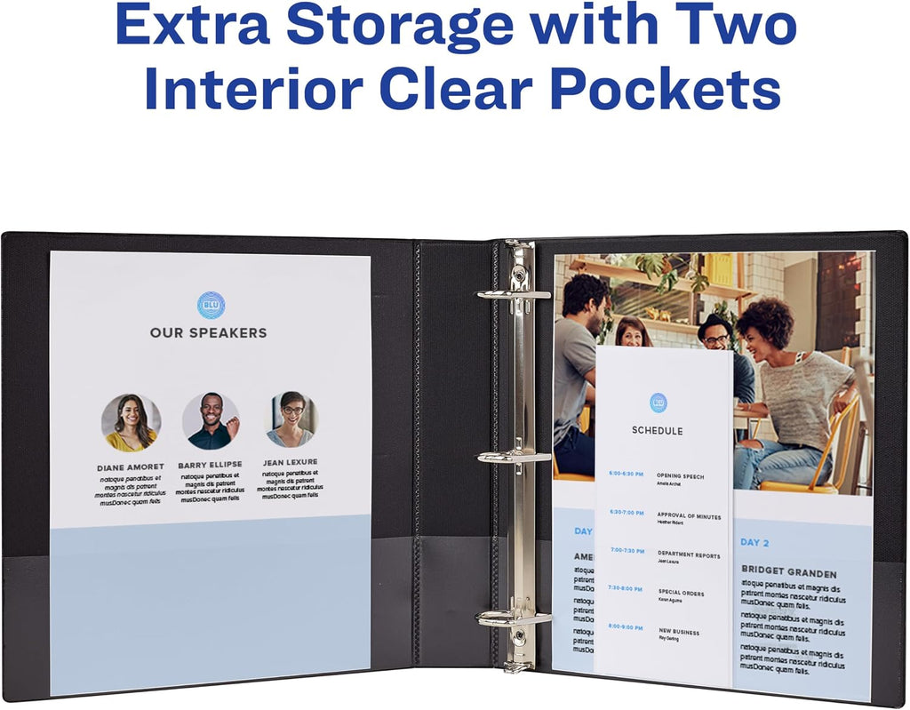 Showcase 3 Ring Binder, 1.5" Slant Rings, 1 Black Binder | For School, Home and Everyday Organization, Clear View