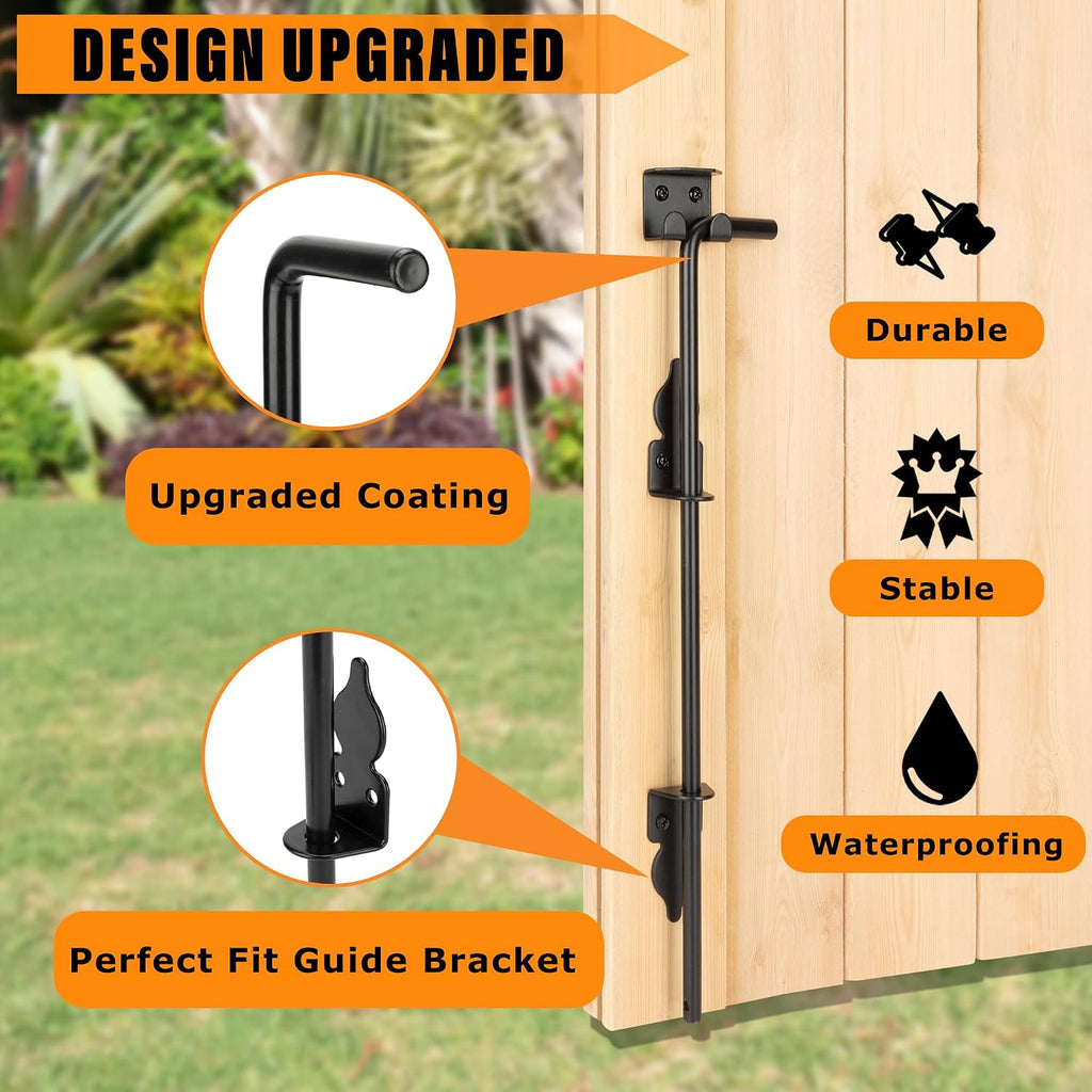 18" Heavy Duty Cane Bolt Drop Rod-Steel Gate Ground Latch Designed for Wood Metal Vinyl Gates or Double Doors Fence
