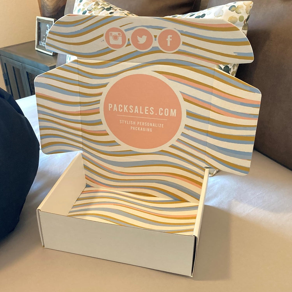 Custom Shipping Boxes (25 Pack) - Branded Mailer Boxes with Logo Print for Small Business and Subscription (Inside