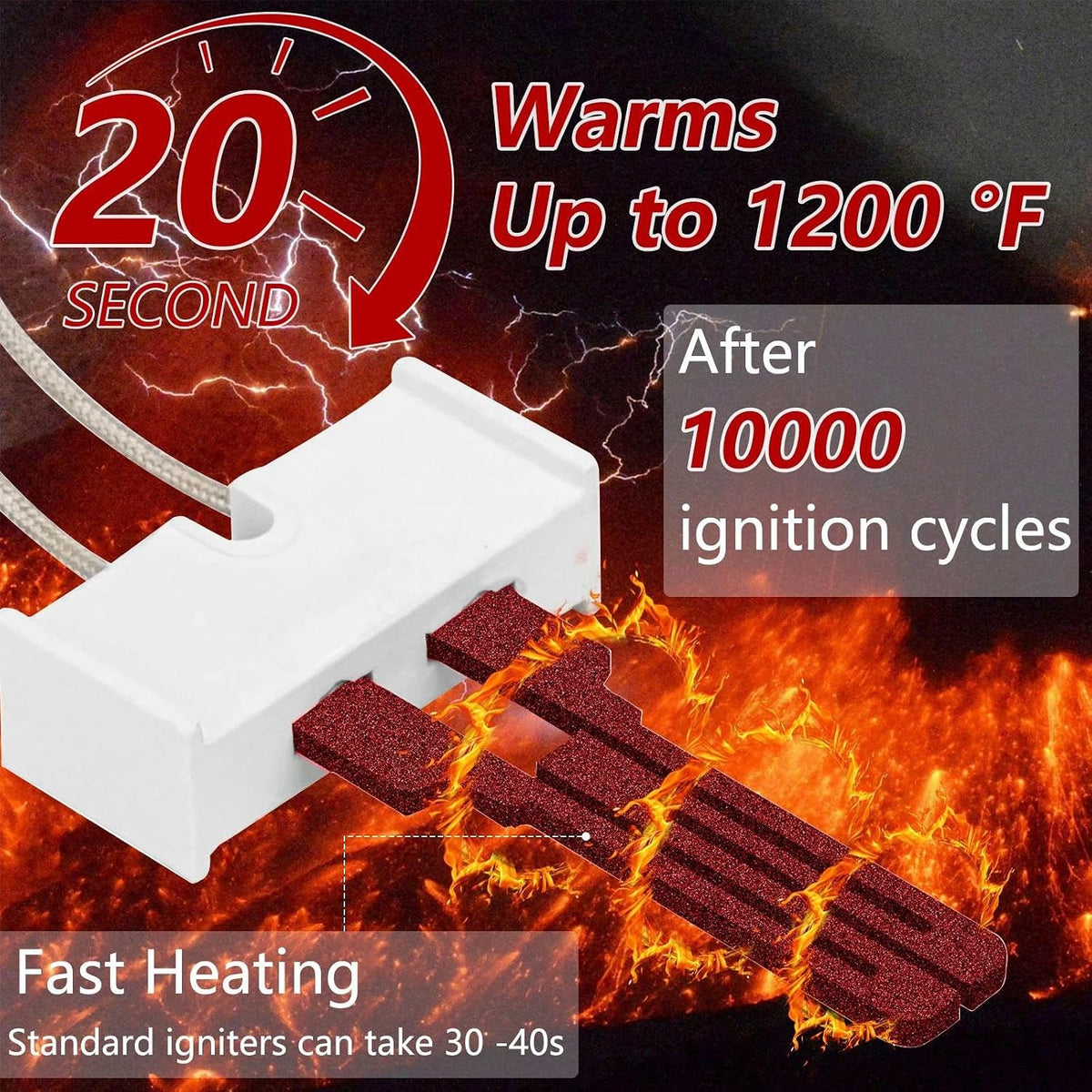 Gas Dryer Repair Kit, Dryer Parts 338906 Flame Sensor for Whirlpool Dryers, Replacement Part with 279311 Igniter with 279834 Gas Valve Solenoid Coil with 3392519 Thermal Fuse for Kenmore Dryers