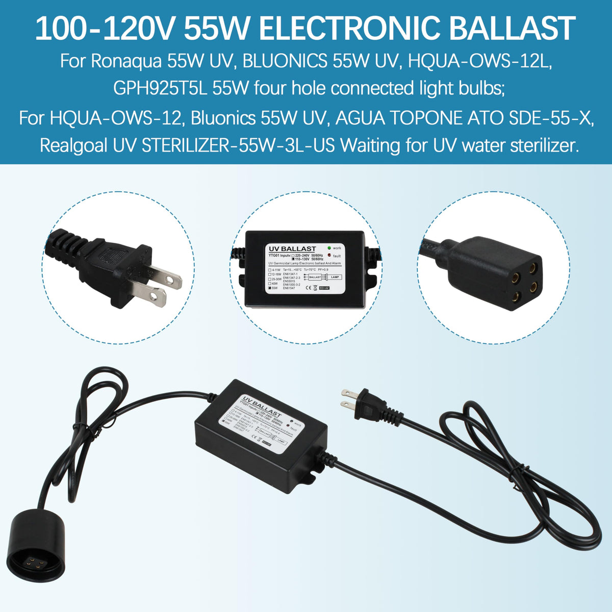 55W UV Ballast Whole House Water Purifier Replacement