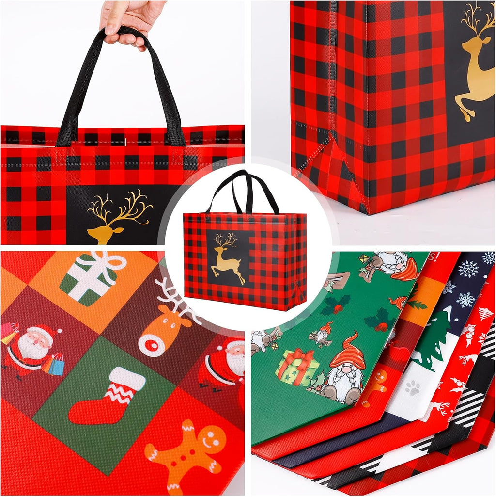 20 Pack Christmas Gift Bags Assorted Sizes, Reusable Tote Bags with Handle, Includes 4 Large 8 Medium 8 Small