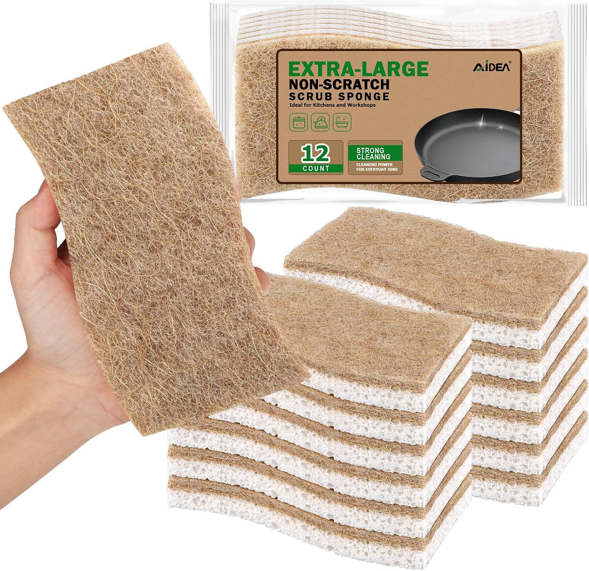 XL Sponges Kitchen, 12Count, Non-Scratch Dish Sponges