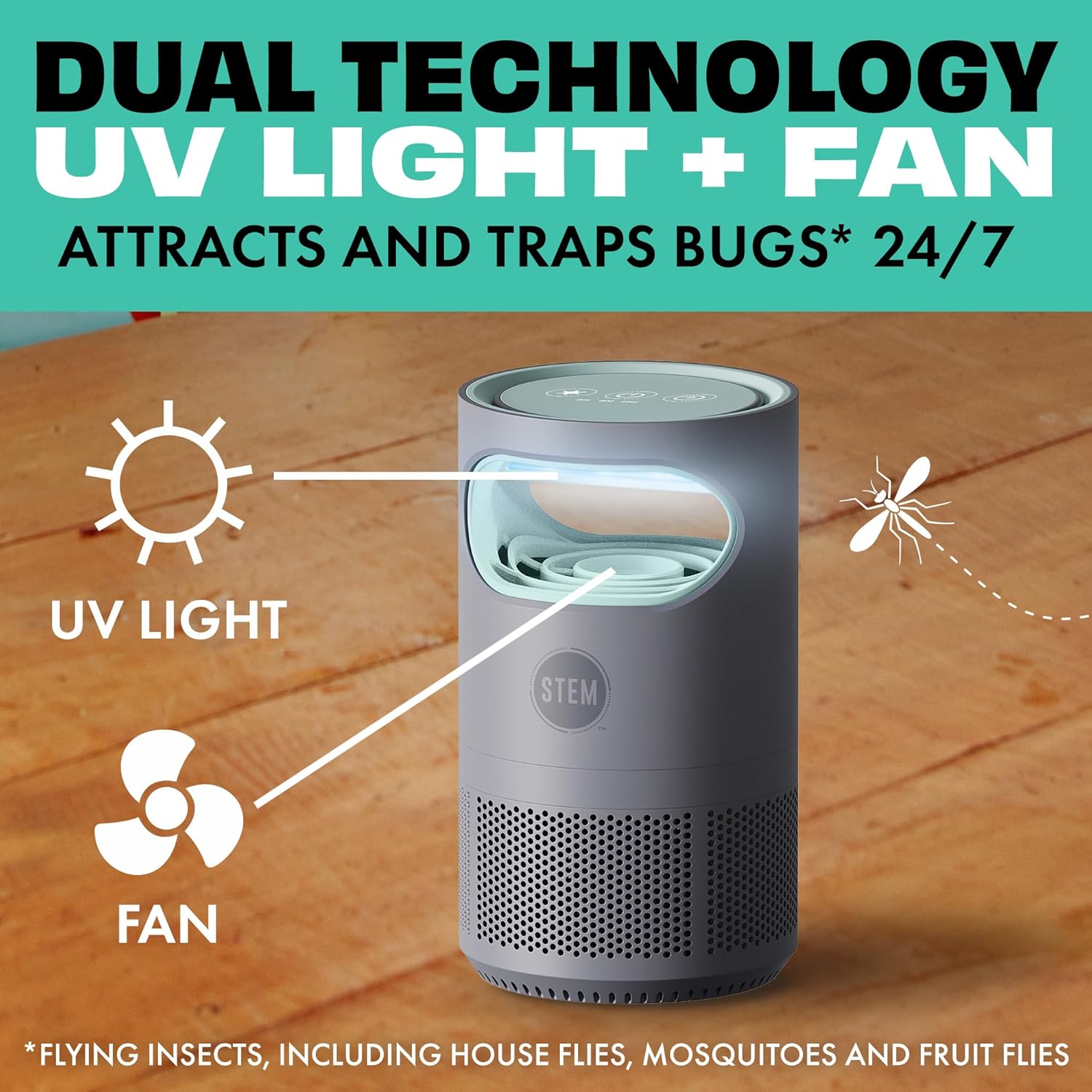 Flying Insect Fan Trap for Indoor Bug Control, Attracts Mosquitoes, Fruit Flies, and House Flies, Plug-in Fan with UV