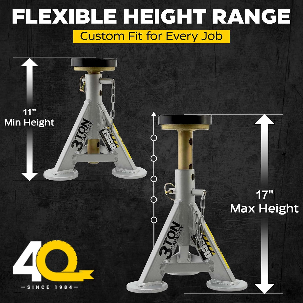 3 Ton Performance Shorty Low Profile Jack Stands, 1 Pair
