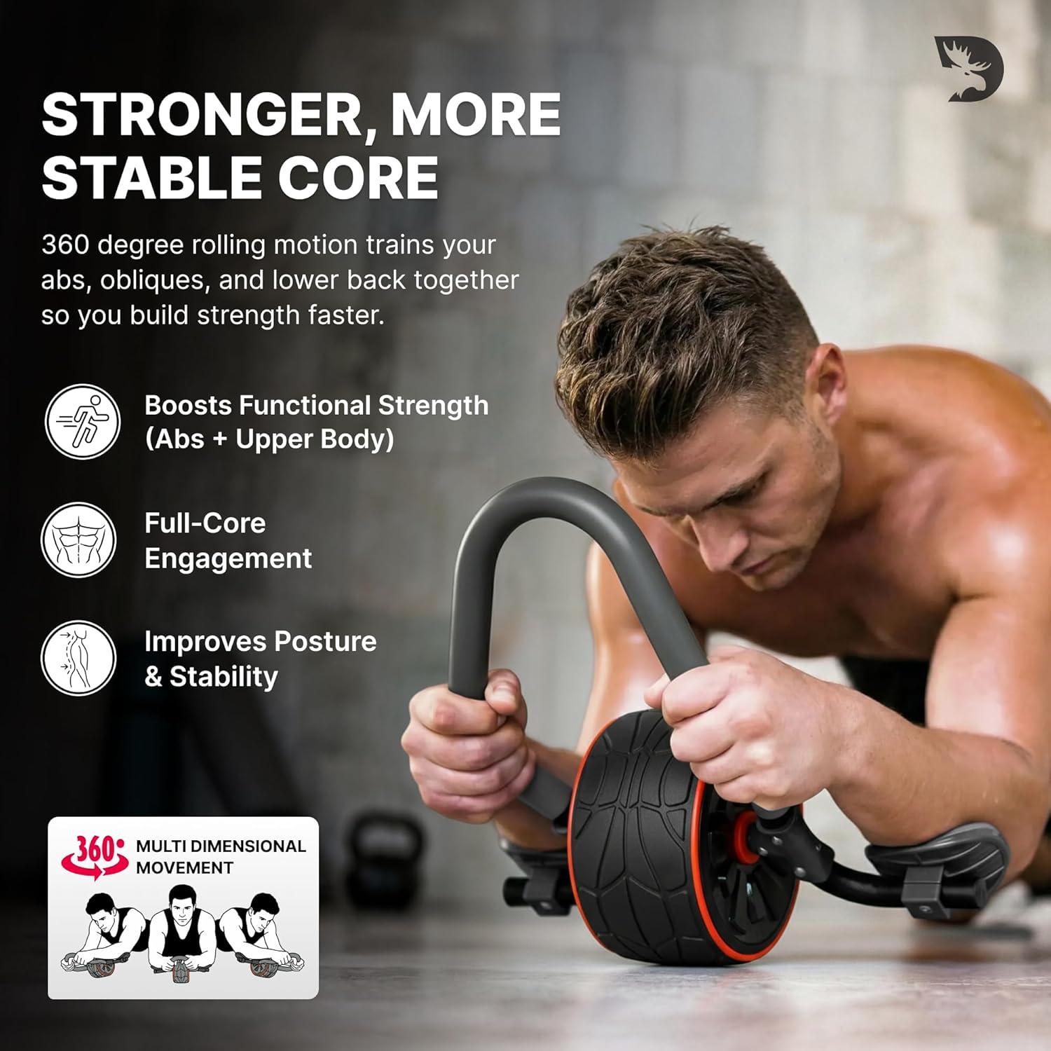 Ab Roller Wheel with Elbow Support & 2 Knee Pads - Abdominal Exercise Trainer for Core Strength Training - Ultimate