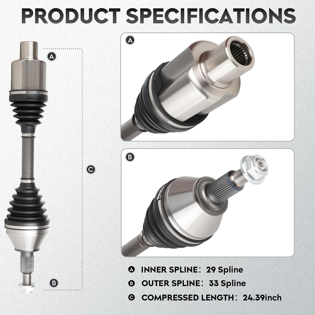 ILONPA NEW Left & Right Front CV Axle Shaft Assembly 2PCs CV Joint