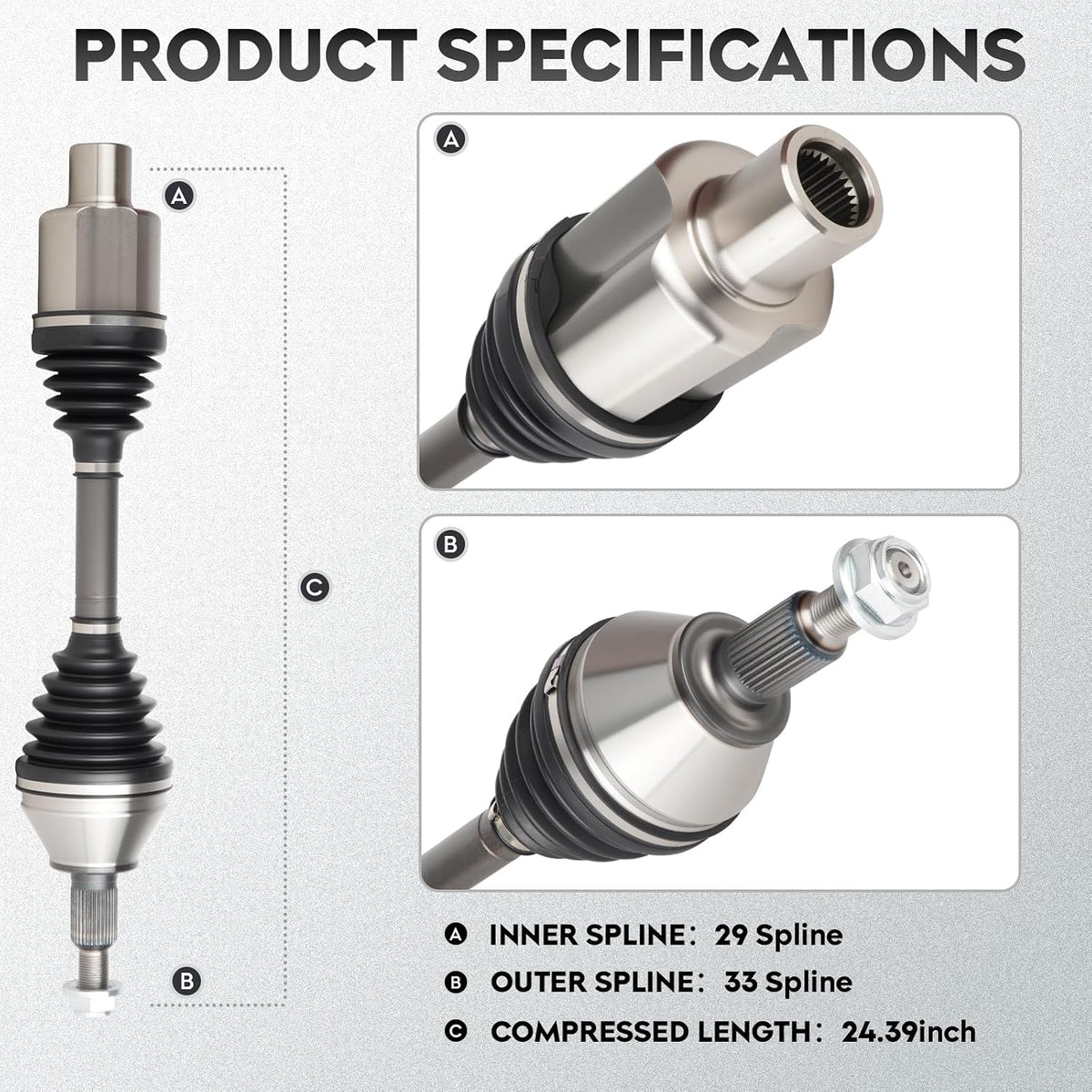 ILONPA NEW Left & Right Front CV Axle Shaft Assembly 2PCs CV Joint