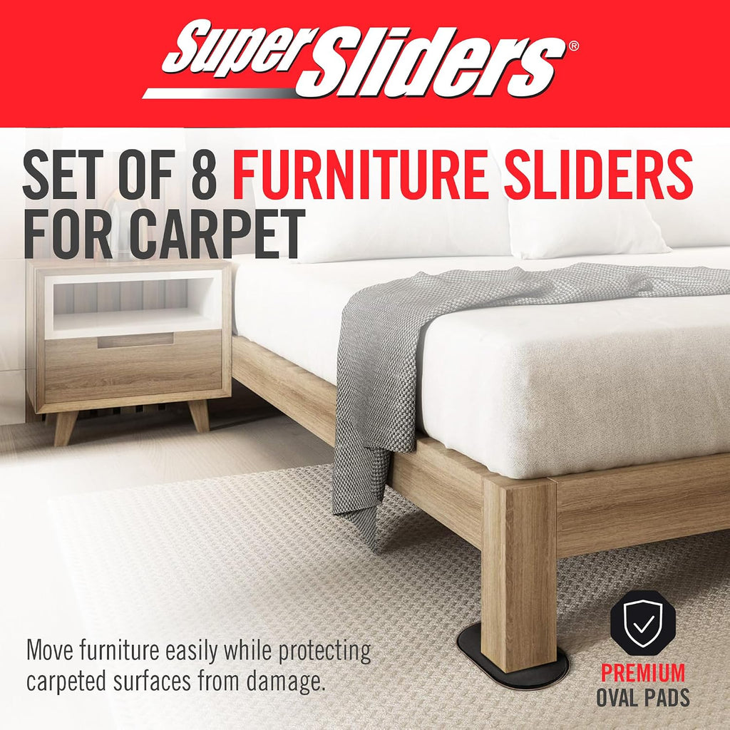 3-1/2" x 6" Small Oval Reusable Furniture Sliders for Carpet, Anti-Slip Protective Furniture Moving Pads for Beds