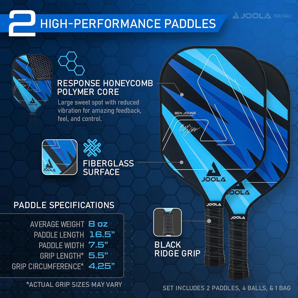 Pickleball Paddles Set of 2 – Multiple Colors - Reinforced Fiberglass Surface – Lightweight, Durable