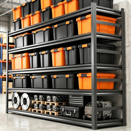 Upgrade 72" H Garage Shelving Unit, 3500LBS Heavy Duty 5-Tier Metal Storage Shelves with Anti-Fall Rails, Adjustable