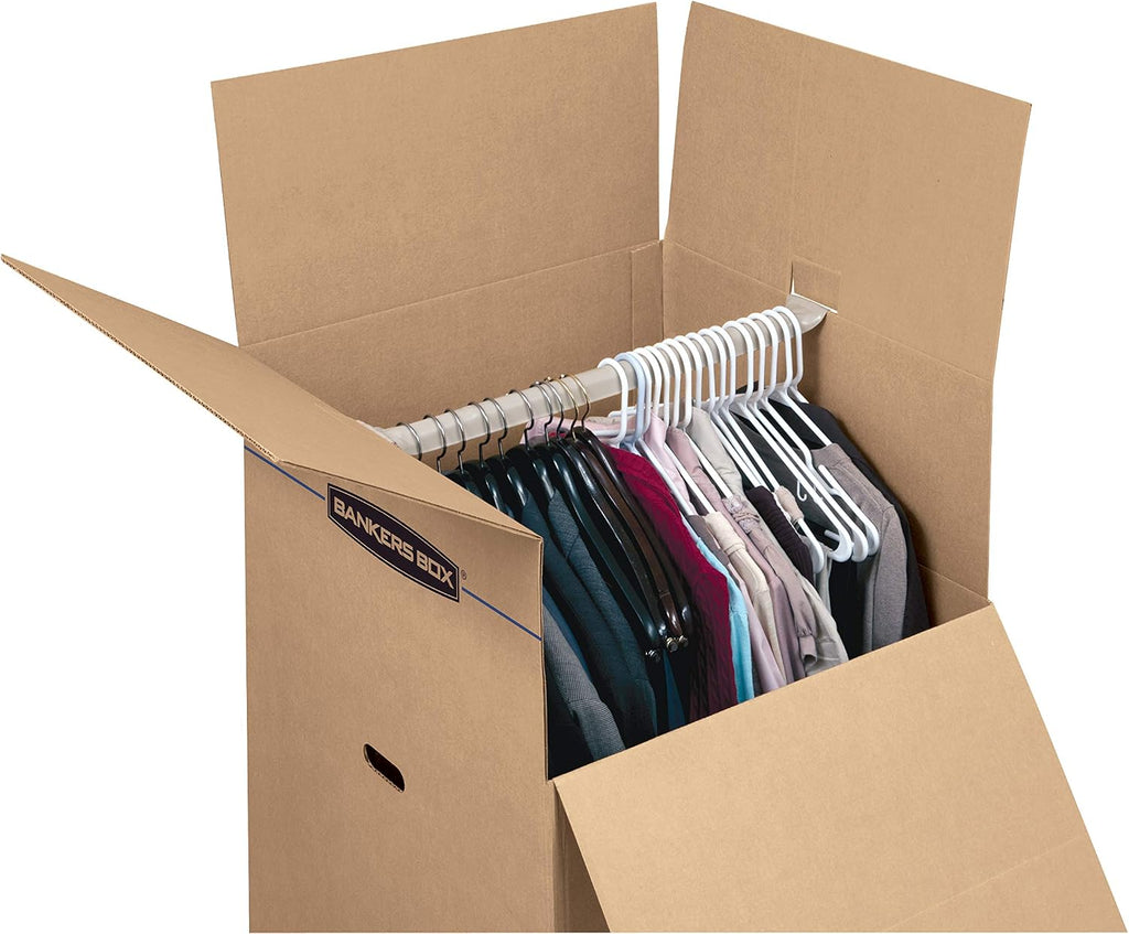 ‎Bankers Box 3-Pack Tall Wardrobe Moving Boxes, 24" x 24" x 40"