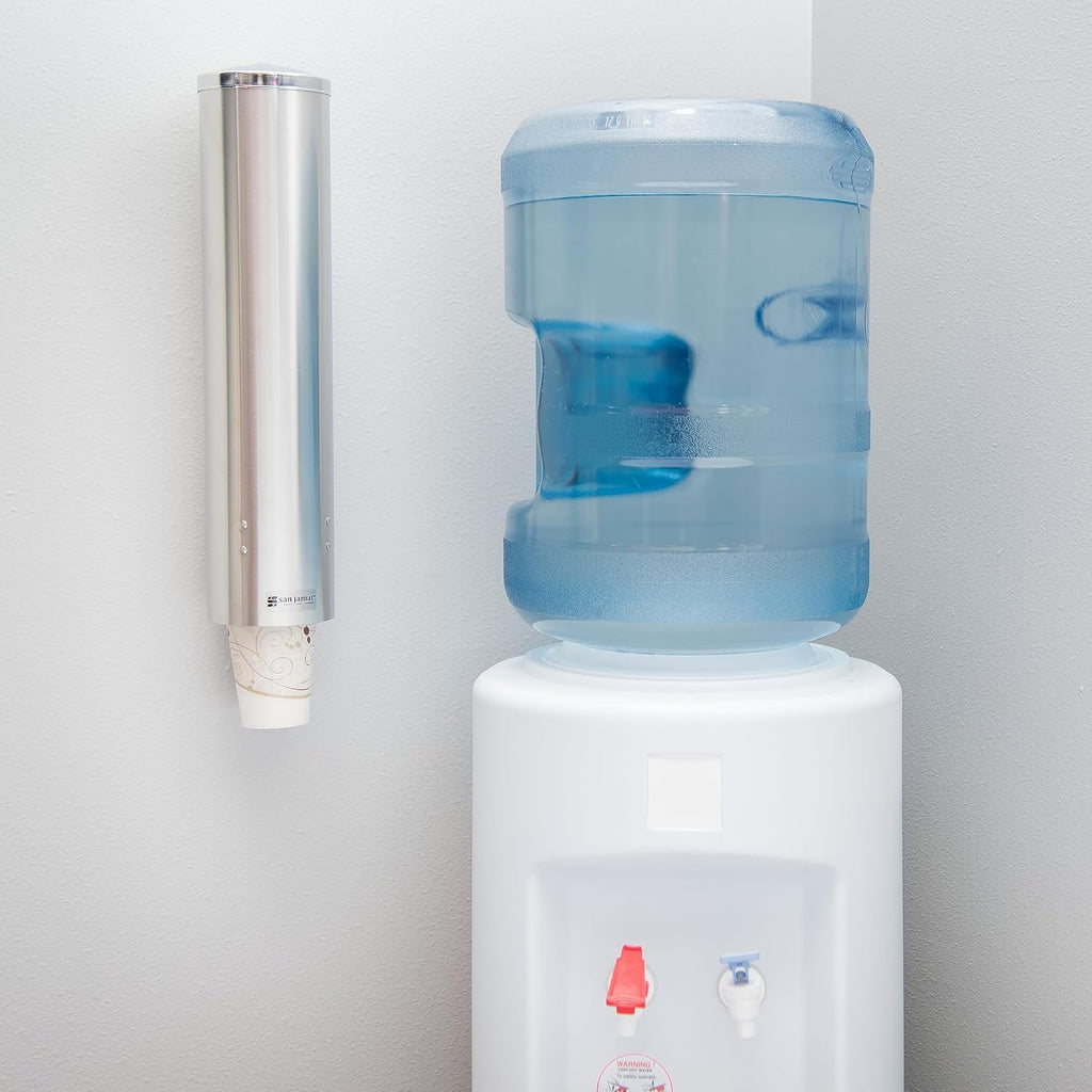 Large Pull-Type Cup Dispenser, 6-12 oz, Stainless Steel