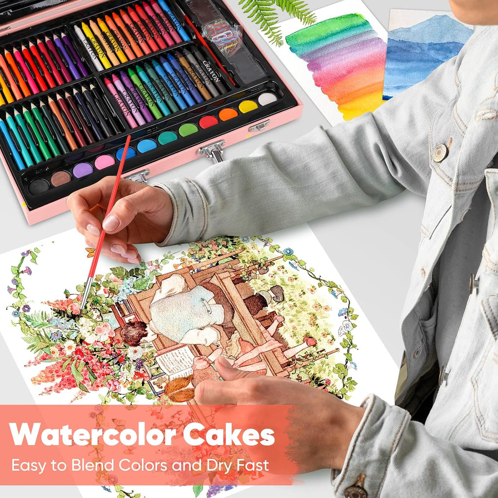 Arts and Crafts Supplies, 183-Pack Drawing Painting Set for Kids Girls Boys Teens, Coloring Art Kit Gift: Crayons