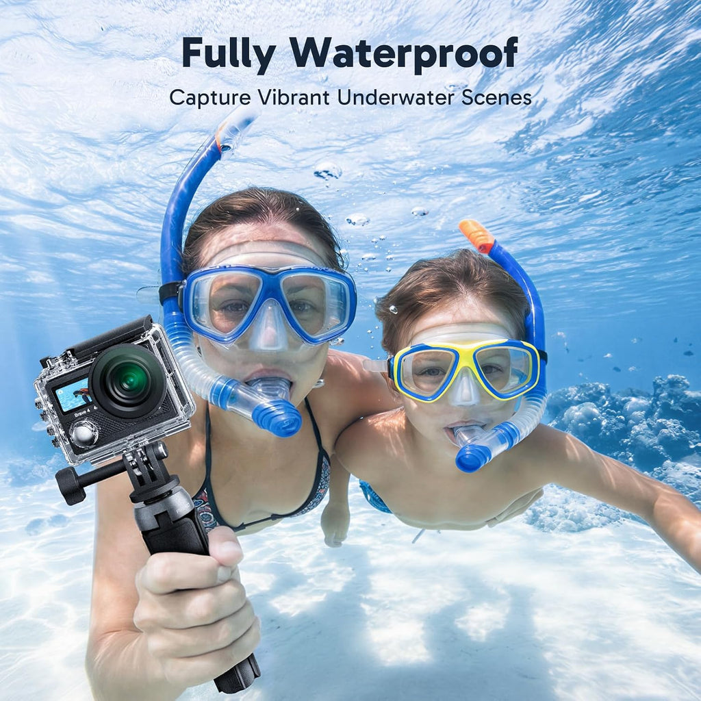 Brave 4 Action Camera 4K 30fps with 64GB MicroSD Card Bundle | 20MP EIS WiFi 170° FOV 5X Zoom Waterproof Underwater