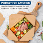 Paper To Go Boxes for Food [50 Pack - 30 Oz], Cardboard Take Out Food Containers Boxes | Kraft Fold Takeout Small