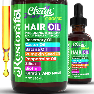 Rosemary Hair Oil For Growth with Castor Oil Batana Oil Pumpkin Seed Oil Peppermint Oil Silica Biotin Collagen